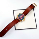 Gucci Le Marche Des Merveilles Green and Red Dial Brown Leather Strap Unisex Watch - YA1264012 Authentic Buy Shop Now