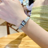 Gucci G-Frame Pastel Blue Mother of Pearl Dial Blue Leather Strap Watch For Women - YA128531 Authentic Buy Shop Now