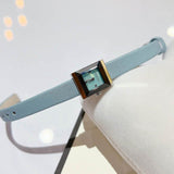 Gucci G-Frame Pastel Blue Mother of Pearl Dial Blue Leather Strap Watch For Women - YA128531 Authentic Buy Shop Now