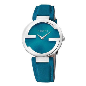Gucci Interlocking Quartz Blue Dial Blue Leather Strap Watch For Women - YA133315 Authentic Buy Shop Now