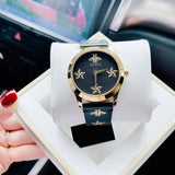 Gucci G Timeless Bee Motif Black Dial Black Leather Strap Watch For Women - YA1264055 Authentic Buy Shop Now