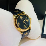 Gucci G-Timeless Black Dial Black Leather Strap Watch For Women - YA1264055 Authentic Buy Shop Now
