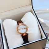 Gucci G Interlocking Mother of Pearl Dial Brown Leather Strap Watch For Women - YA133516 Authentic Buy Shop Now