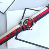 Gucci G Timeless Quartz White Red Blue Dial Multicolored NATO Strap Watch For Men - YA1264059 Authentic Buy Shop Now