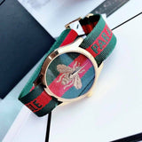 Gucci Le Marche des Merveilles Green & Red Dial Green & Red NATO Strap Unisex Watch - YA126487 Authentic Buy Shop Now