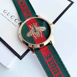 Gucci Le Marche des Merveilles Green & Red Dial Green & Red NATO Strap Unisex Watch - YA126487 Authentic Buy Shop Now