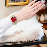 Guess Quartz Red Dial Gold Mesh Strap Watch For Women - GW0354L4 Authentic Buy Shop Now