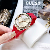 Guess Cosmo Diamonds Gold Dial Red Rubber Strap Watch for Women - GW0034L6 Authentic Buy Shop Now