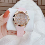 Guess Clarity Gold Dial Pink Silicone Strap Watch for Women - GW0109L2 Authentic Buy Shop Now