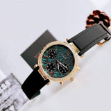 Guess Solstice Green Dial Black Rubber Strap Watch for Women - GW0113L1 Authentic Buy Shop Now