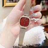 Guess Quartz Red Dial Gold Mesh Strap Watch For Women - GW0354L4 Authentic Buy Shop Now