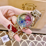 Guess Confetti Chronograph Rainbow Dial Gold Steel Strap Watch For Women - GW0483L4 Authentic Buy Shop Now