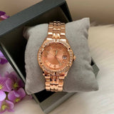 Guess Crystal Diamonds Rose Gold Dial Rose Gold Steel Strap Watch For Women - W11069L1 Authentic Buy Shop Now