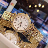Guess Park Ave South Analog White Dial Gold Steel Strap Watch For Women - W0767L2 Authentic Buy Shop Now