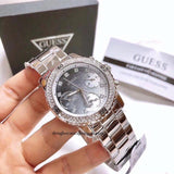Guess Confetti Diamonds Blue Dial Silver Steel Strap Watch for Women - W0774L6 Authentic Buy Shop Now