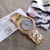 Guess Analog Diamonds Silver Dial Gold Steel Strap Watch For Women - W1013l2 Authentic Buy Shop Now