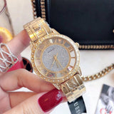 Guess Analog Diamonds Silver Dial Gold Steel Strap Watch For Women - W1013l2 Authentic Buy Shop Now