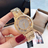 Guess Analog Diamonds Silver Dial Gold Steel Strap Watch For Women - W1013l2 Authentic Buy Shop Now