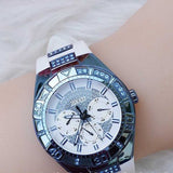 Guess Luna Diamonds White Dial White Rubber Strap Watch for Women - W0653L2 Authentic Buy Shop Now