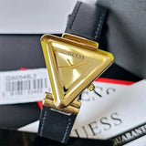 Guess Fame Quartz Gold Dial Black Leather Strap Watch For Women - GW0548L3 Authentic Buy Shop Now