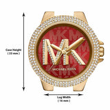 Michael Kors Camille Analog Red Dial Gold Steel Strap Watch For Women - MK7196 Authentic Buy Shop Now