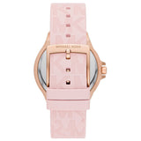 Michael Kors Mini Lennox Three-Hand Rose Gold Dial Pink Silicone Strap Watch For Women - MK7282 Authentic Buy Shop Now