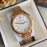 Michael Kors Mindy Three Hand White Dial Rose Gold Steel Strap Watch for Women - MK7078 Authentic Buy Shop Now