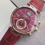 Michael Kors Sawyer Maroon Dial Maroon Leather Strap Watch for Women - MK2426 Authentic Buy Shop Now