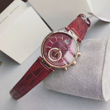 Michael Kors Sawyer Maroon Dial Maroon Leather Strap Watch for Women - MK2426 Authentic Buy Shop Now