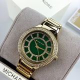 Michael Kors Kerry Green Dial Gold Steel Strap Watch for Women - MK3409 Authentic Buy Shop Now