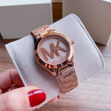 Michael Kors Slim Runway Rose Gold Dial Rose Gold Steel Strap Watch for Women - MK3549 Authentic Buy Shop Now