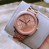 Michael Kors Nia Quartz Rose Gold Dial Rose Gold Steel Strap Watch For Women - MK3990 Authentic Buy Shop Now