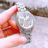 Michael Kors Mini Bradshaw Crystals Silver Dial Silver Steel Strap Watch For Women - MK6454 Authentic Buy Shop Now