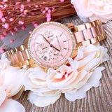 Michael Kors Ritz Chronograph Rose Dial Two Tone Steel Strap Watch for Women - MK6475 Authentic Buy Shop Now
