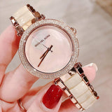 Michael Kors Parker Mother of Pearl Pink Dial Two Tone Steel Strap Watch for Women - MK6492 Authentic Buy Shop Now