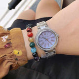 Michael Kors Taryn Mother of Pearl Purple Dial Silver Steel Strap Watch For Women - MK6562 Authentic Buy Shop Now