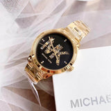 Michael Kors Runway Quartz Black Dial Gold Steel Strap Watch For Women - MK6682 Authentic Buy Shop Now