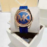Michael Kors Janelle Three Hand Blue Dial Blue Rubber Strap Watch For Women - MK7140 Authentic Buy Shop Now
