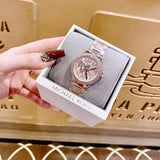 Michael Kors Camille Three Hand Rose Gold Dial Rose Gold Steel Strap Watch For Women - MK7197 Authentic Buy Shop Now