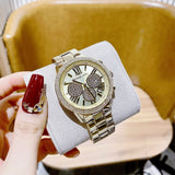 Michael Kors Bryn Pavé Quartz Gold Dial Gold Steel Strap Watch For Women - MK7199 Authentic Buy Shop Now