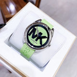Michael Kors Janelle Three Hand Neon Green Dial Neon Green Rubber Strap Watch For Women - MK7351 Authentic Buy Shop Now