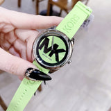 Michael Kors Janelle Three Hand Neon Green Dial Neon Green Rubber Strap Watch For Women - MK7351 Authentic Buy Shop Now