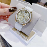 Michael Kors Jessa Quartz Gold Dial White Silicone Strap Watch For Women - MK7267 Authentic Buy Shop Now