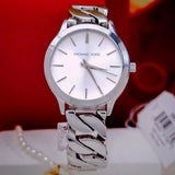 Michael Kors Runway Three-Hand Silver Dial Silver Steel Strap Watch for Women - MK7474 Authentic Buy Shop Now