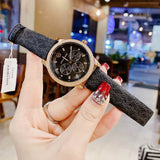 Michael Kors Tibby Multifunction Black Dial Black Leather Strap Watch For Women - MK6968 Authentic Buy Shop Now