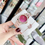 Michael Kors Lennox Analog Pink Dial Rose Gold Steel Strap Watch For Women - MK7396 Authentic Buy Shop Now