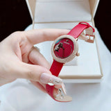 Swarovski Crystal Frost Red Dial Red Leather Strap Watch for Women - 5519226 Authentic Buy Shop Now