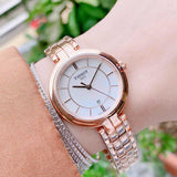 Tissot T Lady Flamingo Mother of Pearl Dial Rose Gold Steel Strap Watch For Women - T094.210.33.116.02 Authentic Buy Shop Now