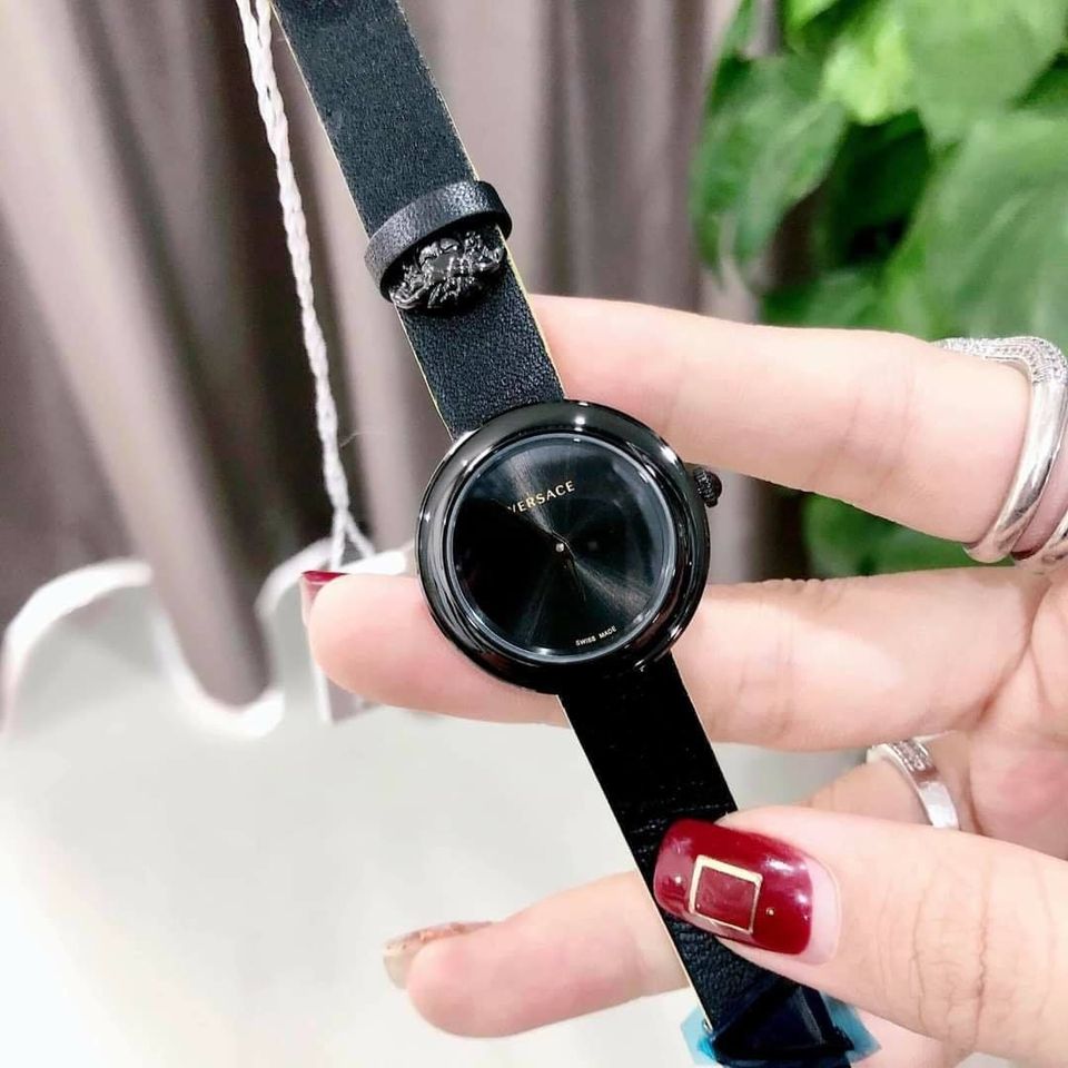 Versace V-Flare Quartz Black Dial Black Leather Strap Watch for Women - VEBN00518 Authentic Buy Shop Now
