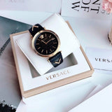 Versace V-Twist Black Dial Black Leather Strap Watch for Women - VELS00619 Authentic Buy Shop Now